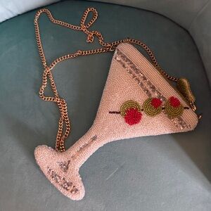 Anthropologie Martini Glass Crossbody Bag - White and Green